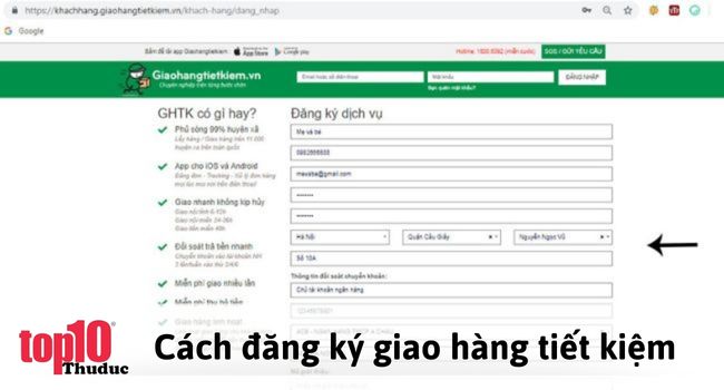 Đăng ký tài khoản GHTK thông qua website | Nguồn: Internet