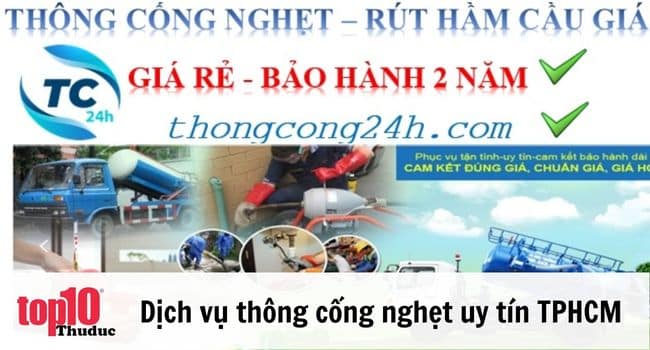 Dịch vụ thống tắc bồn cầu và cống nghẹt tại Sài Gòn | Nguồn: Thông cống 24h