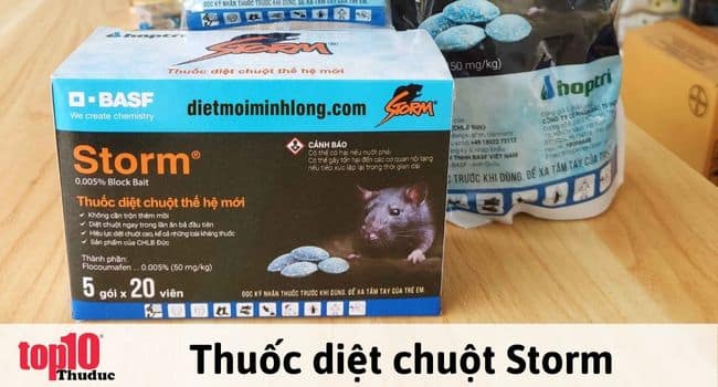 Thuốc diệt chuột Storm có thành phần chính là 0.005% Block Bait